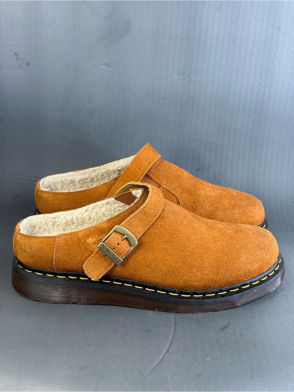 Dr. Martens Isham Marbled Suede Slingback Mule 'Brown Mustard' men’s size 12 new